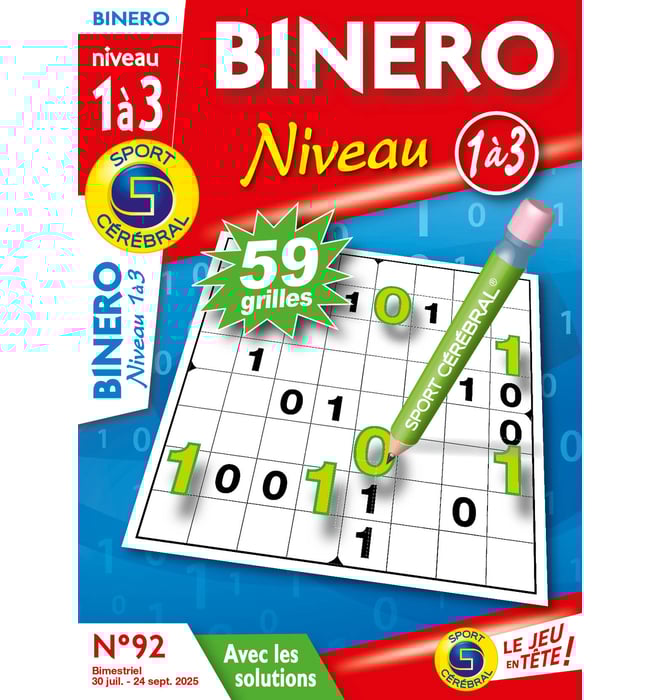 Binero Niveau 1 à 3 Numéro 92 Binero Niveau 1 à 3 Numéro 92