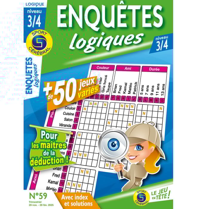 Enquêtes logiques niveau 3/4 Numéro 59